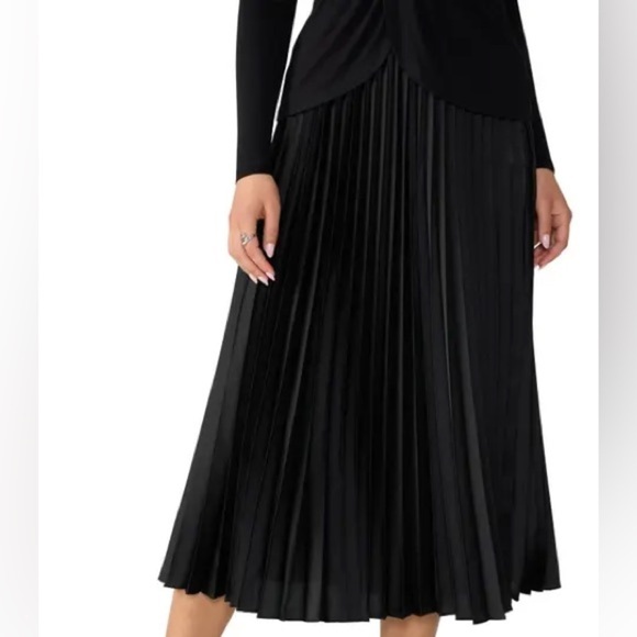 CLANE Black Pleated Midi Skirt Size XS - Picture 2 of 13